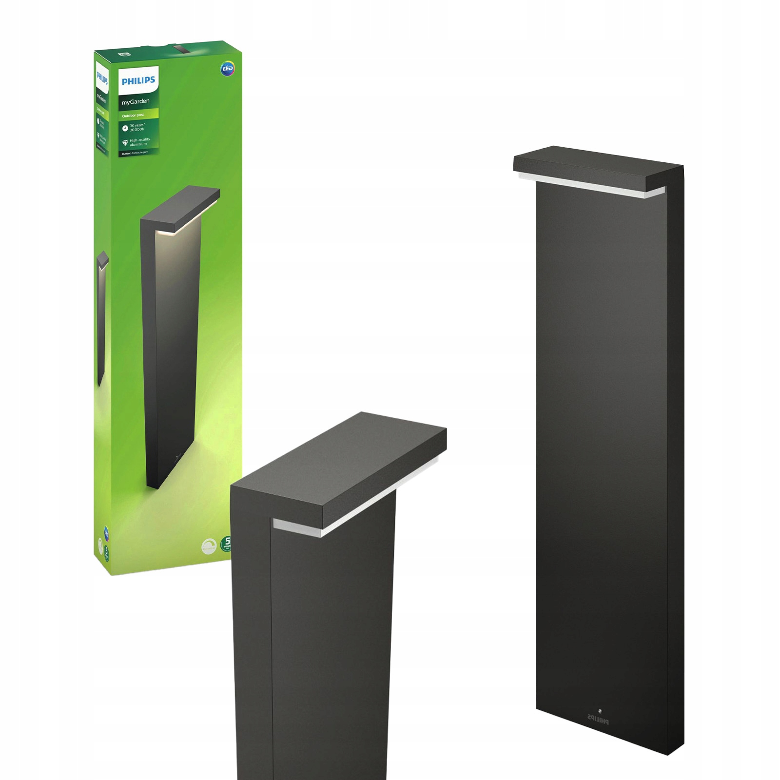 Led vonkajšia záhradná lampa Bustan 2x4,5W 2700K IP44 Stĺpik 77cm Philips