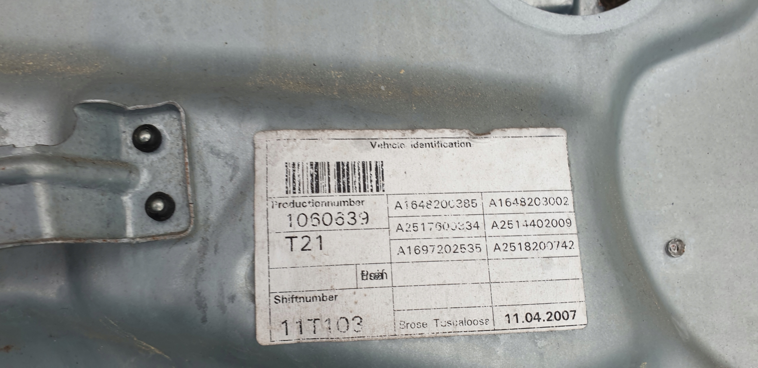 window regulator front left sheet metal MERCEDES R W251 OE EU
