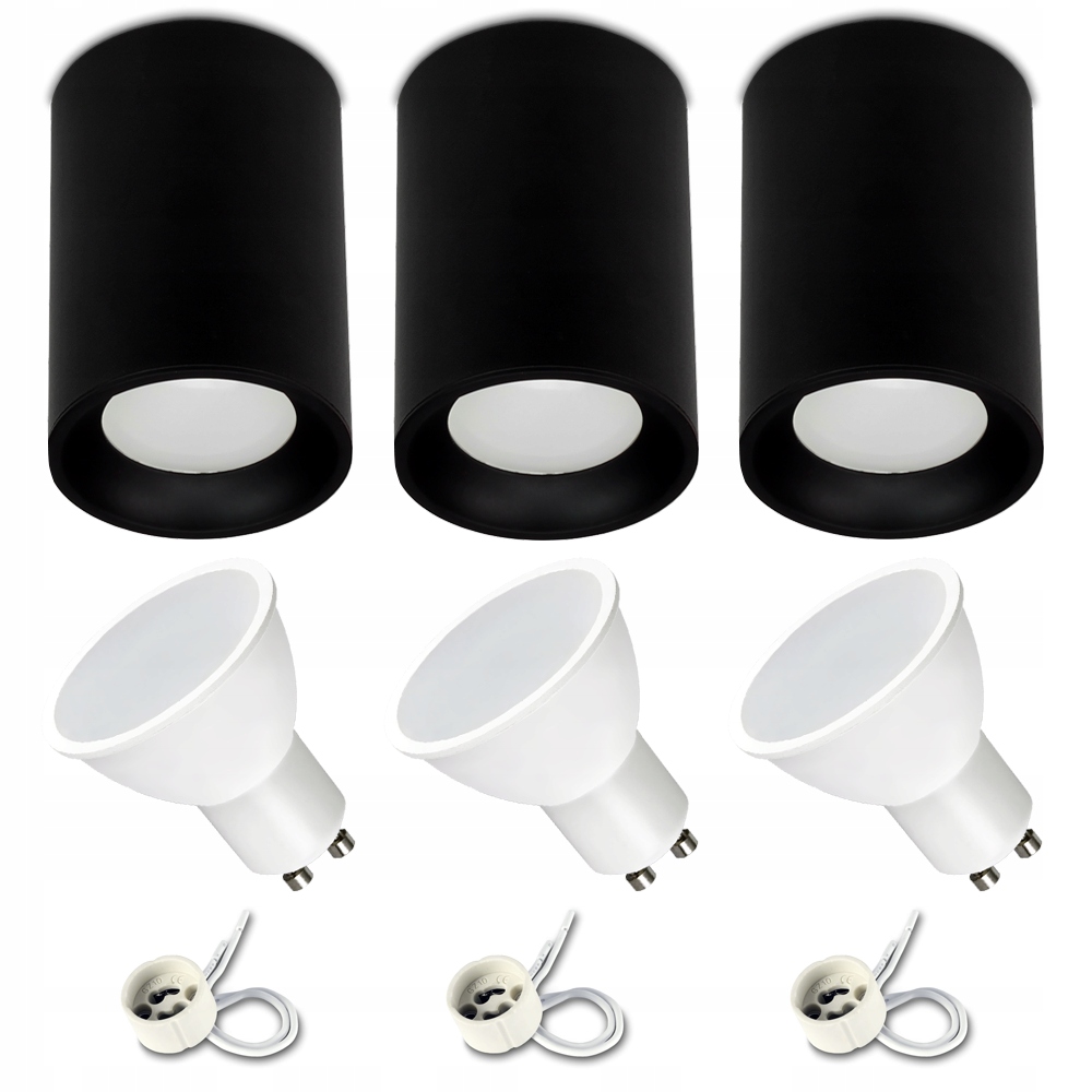Sada nástěnného svítidla Tuba Černá Ring moderní žárovka GU10 7W 4000K