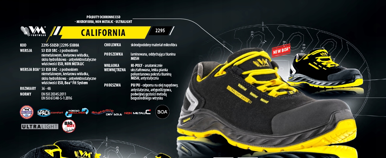 Buty robocze BHP półbuty VM CALIFORNIA S3 ESD r.43 Model CALIFORNIA S3