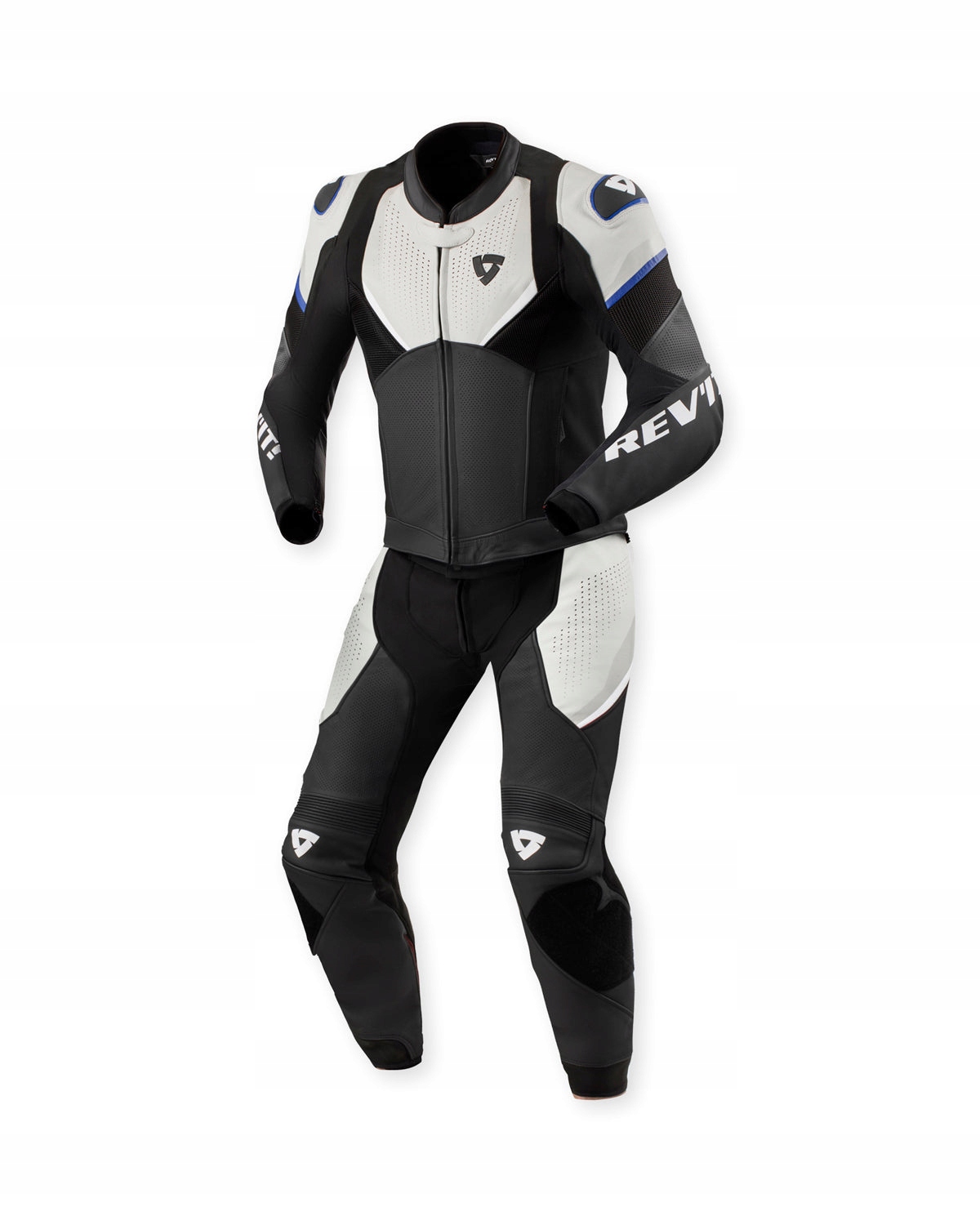 Kožený motocyklový oblek Revit Beta 2 čierny sivý 54