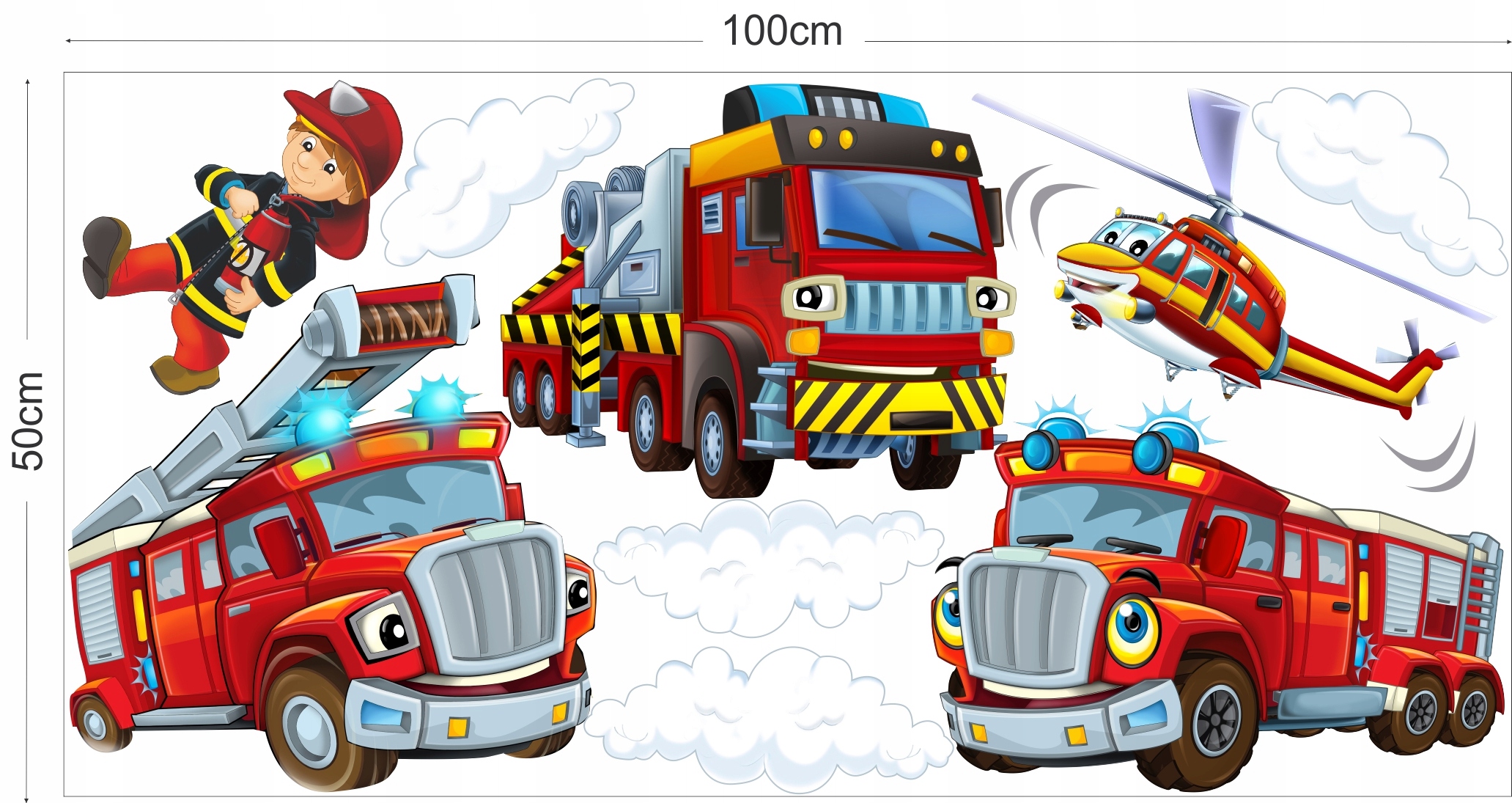 NAKLEJKI NA ŚCIANĘ STRAŻAK STRAŻ 50x100cm SP1 Marka inna