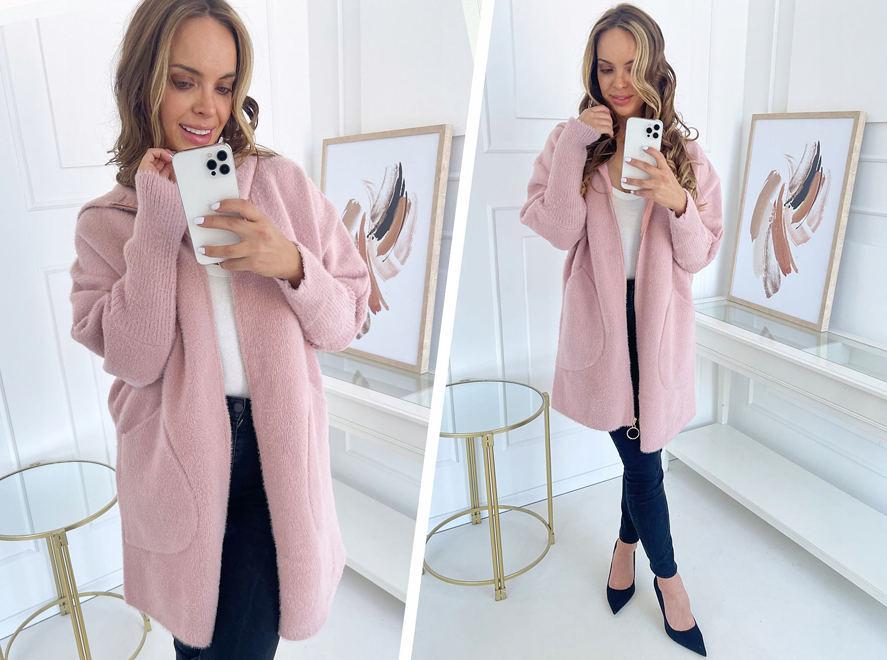 KLASYCZNY CIEPŁY PŁASZCZ Z ALPAKI NA SUWAK KOLORY Marka Katmandi