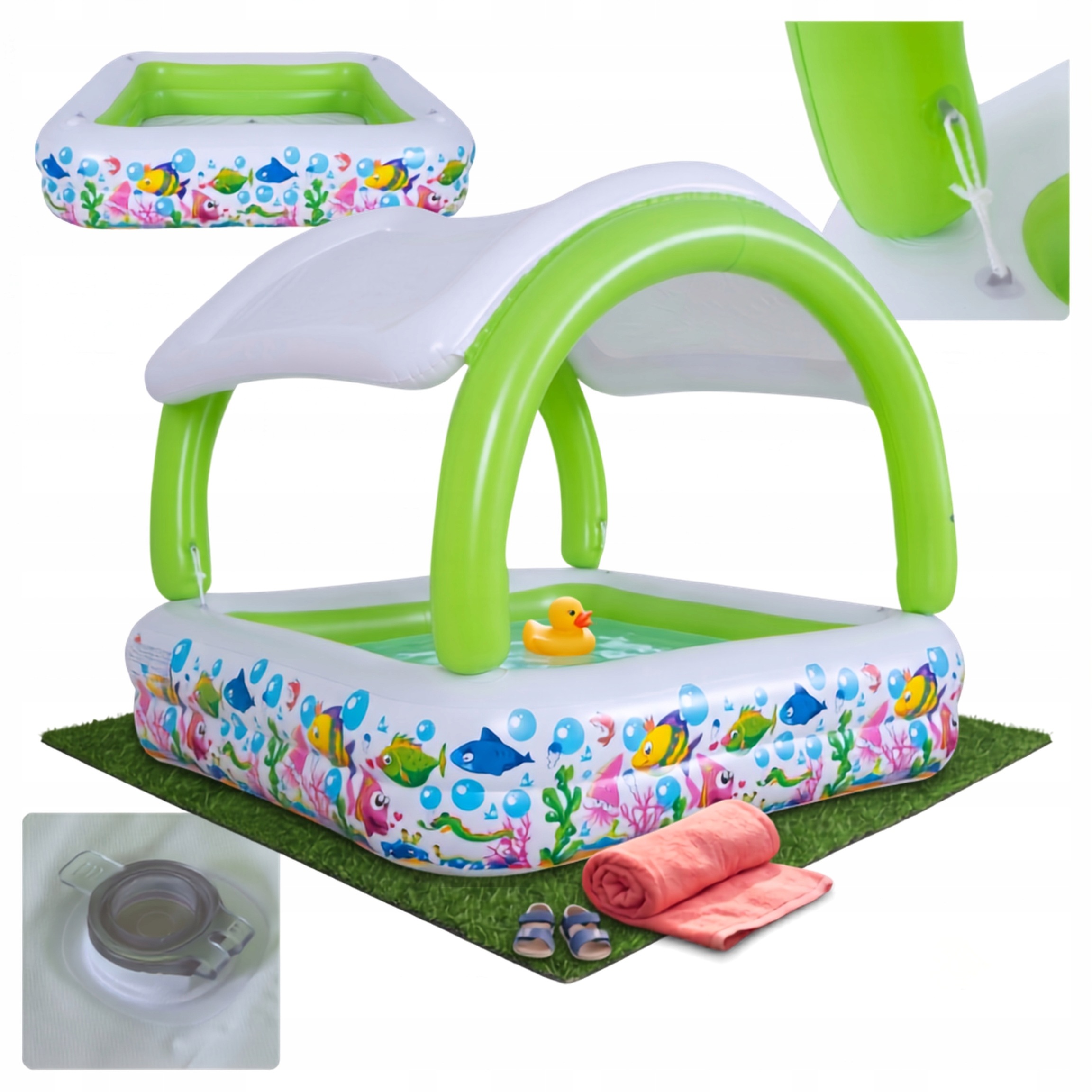 Bazén nafukovací se stříškou Sunclub 143x143x123 cm 240L Pvc 2-6 let