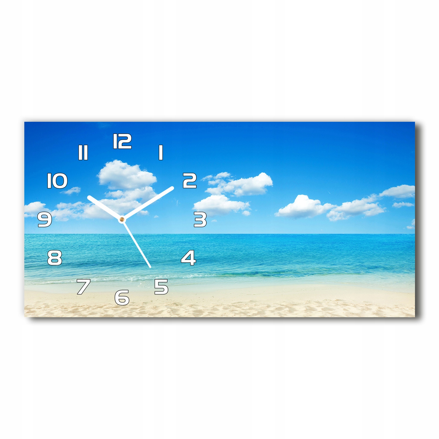 

Zegar ścienny szklany cichy Rajska plaża 60x30 cm