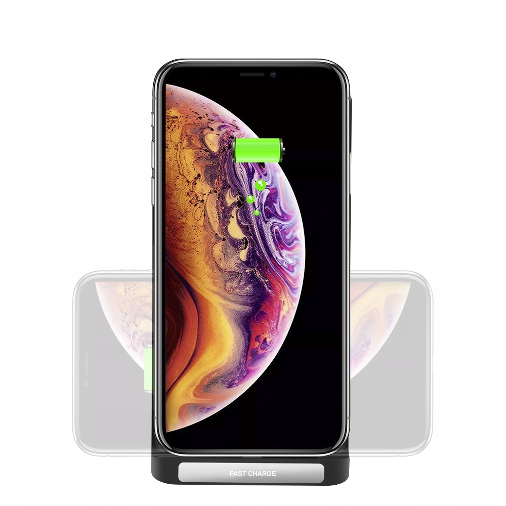 Szybka Ładowarka INDUKCYJNA Bezprzewodowa Stojak QI FAST CHARGE USB-C 15W Długość przewodu 1 m