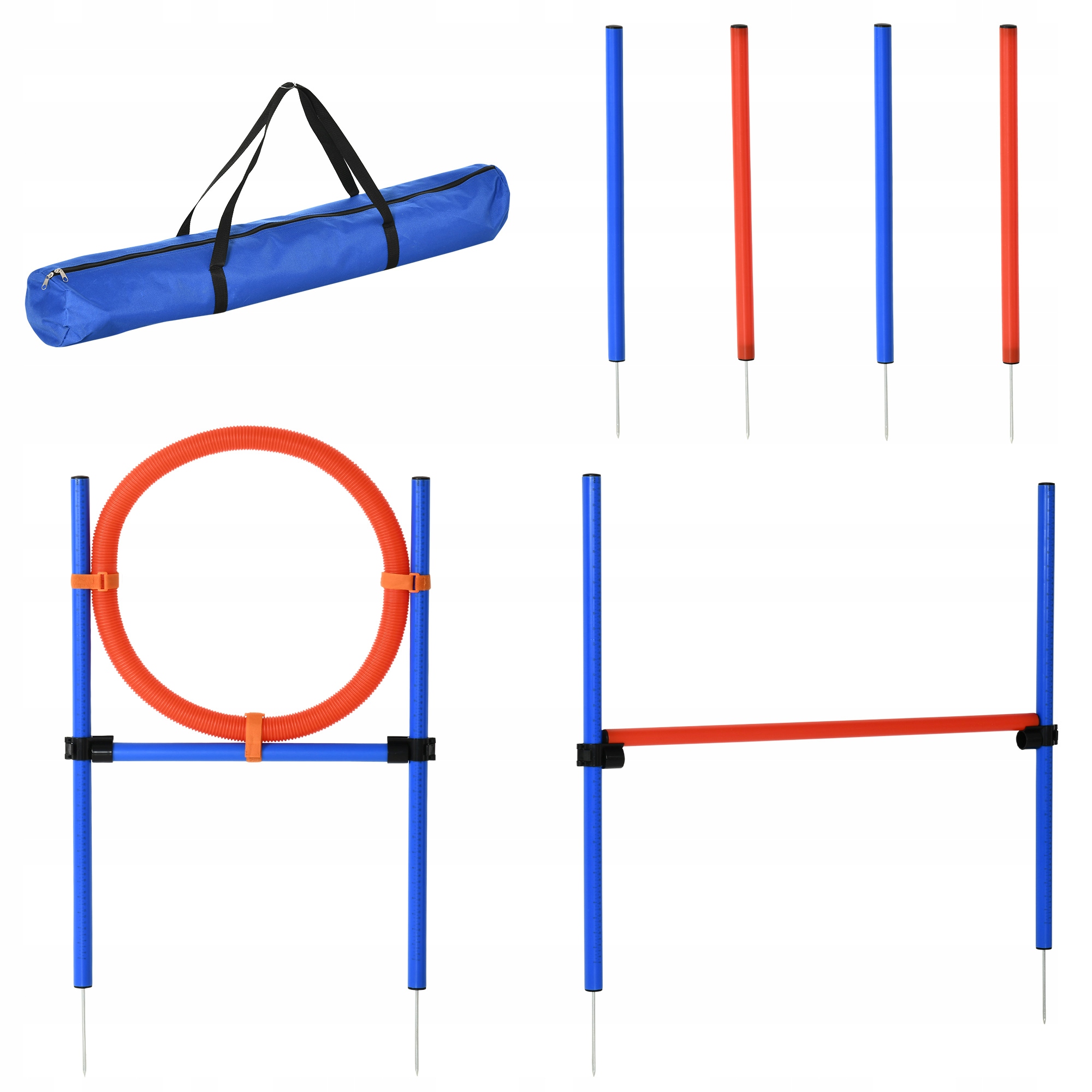 Sada Agility pro psy Pawhut, červená a modrá, hmotnost 2,7 kg
