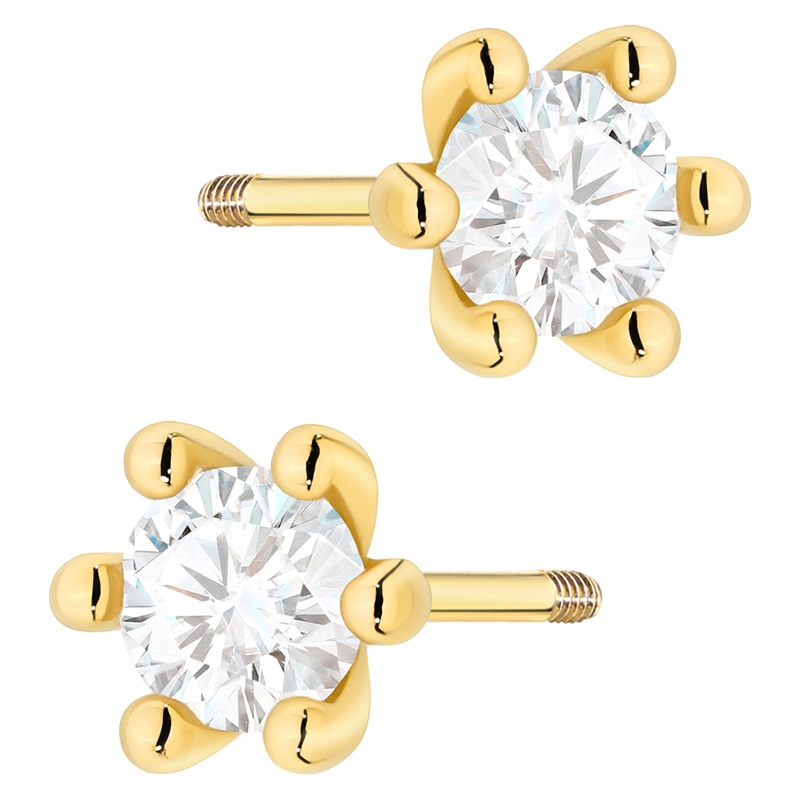 Złote Kolczyki pr. 585 14k Klasyczne z Diamentami Laboratoryjnymi 0,60ct