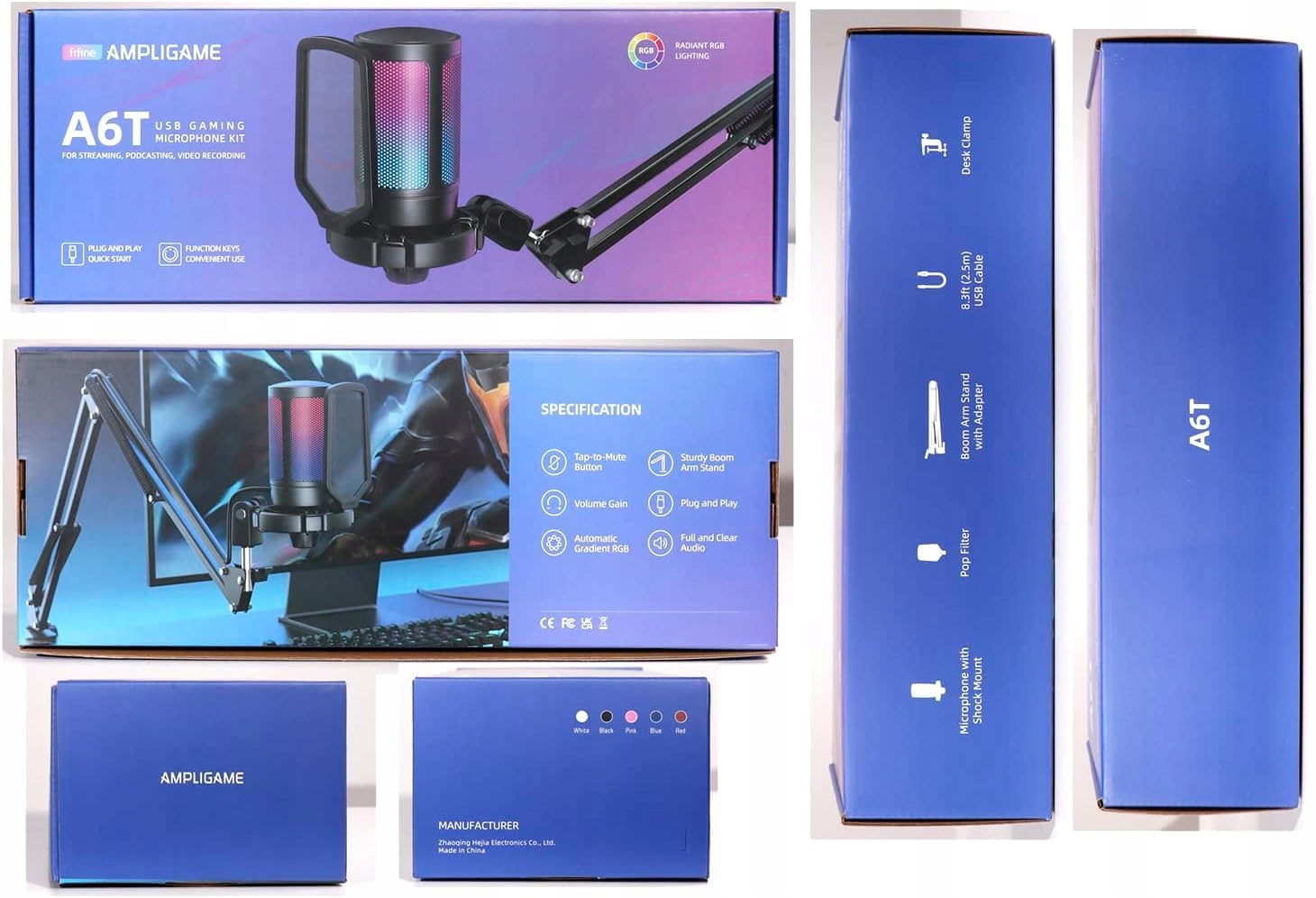 FIFINE Mikrofon Gaming USB z Ramieniem do PC MAC PS4 PS5 Streaming Podcast — miniatura 7