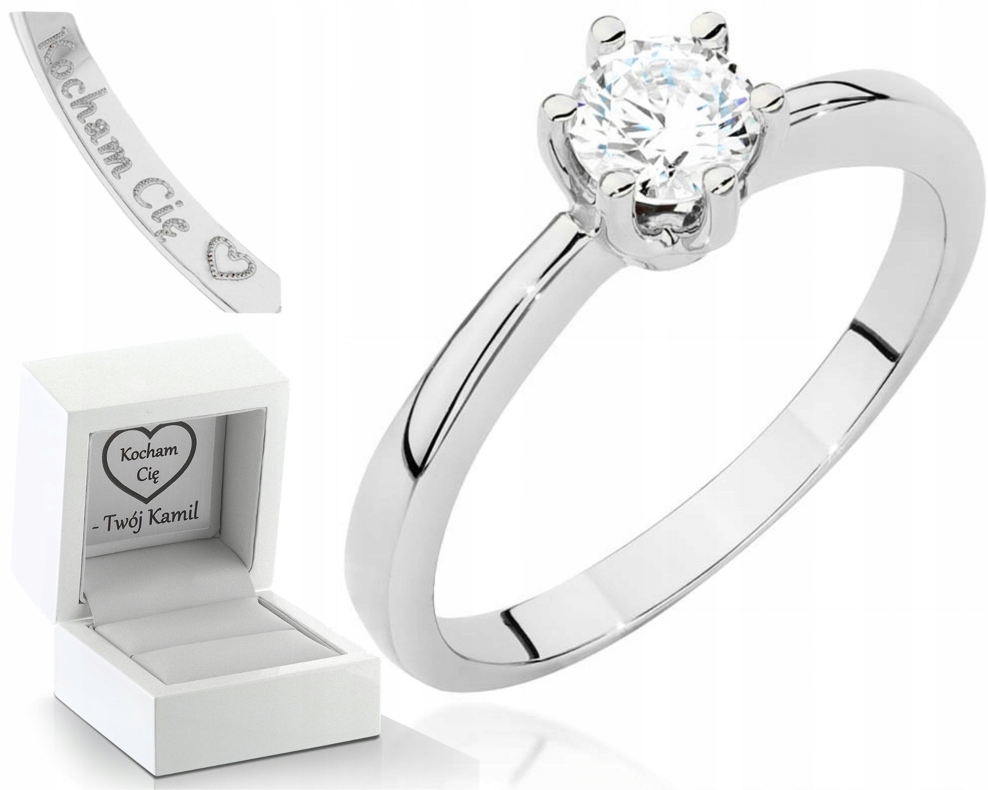 Bílé Zlato Prstýnek S Briliantem 585 Gravírování Bonus