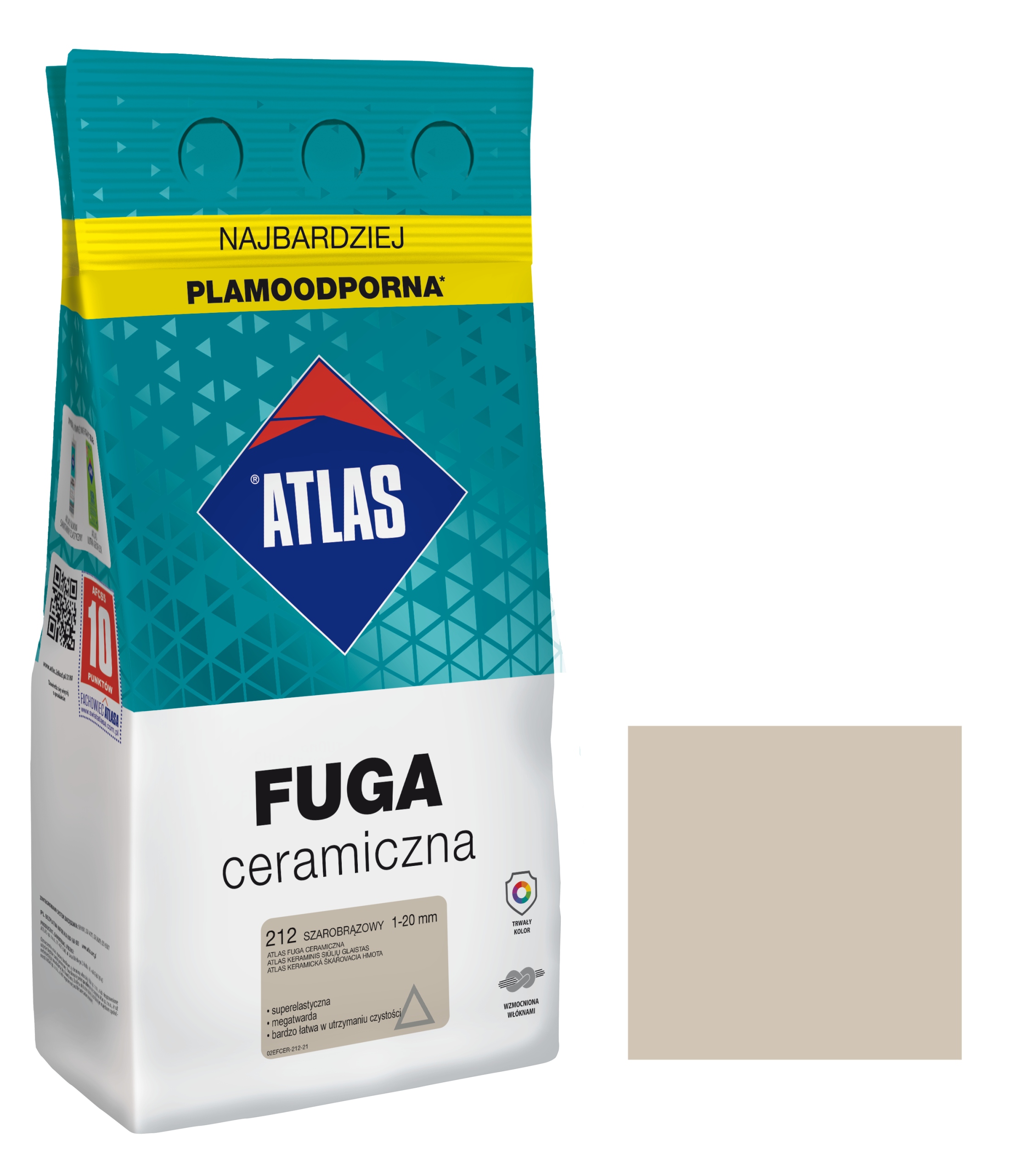ATLAS FUGA CERAMICZNA 1-20MM 212 SZAROBRĄZOWY 5KG
