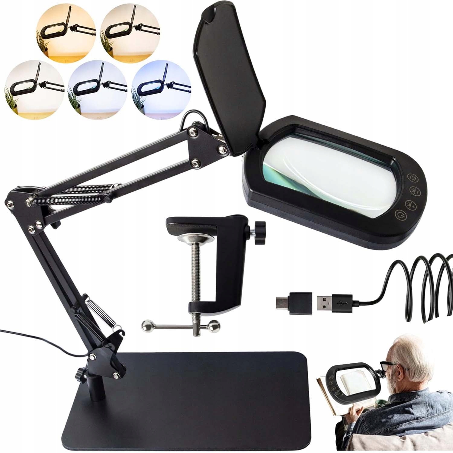 Zvětšovací Lupa Led Lampa 5 Barev Pro Kosmetickou Dílenskou Lampu 10X