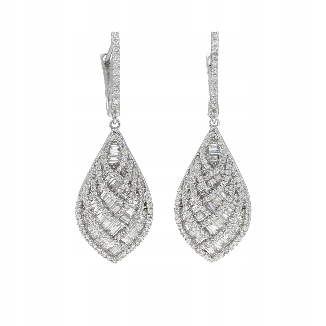 Náušnice se slzami a zirkony stříbro rhodiované