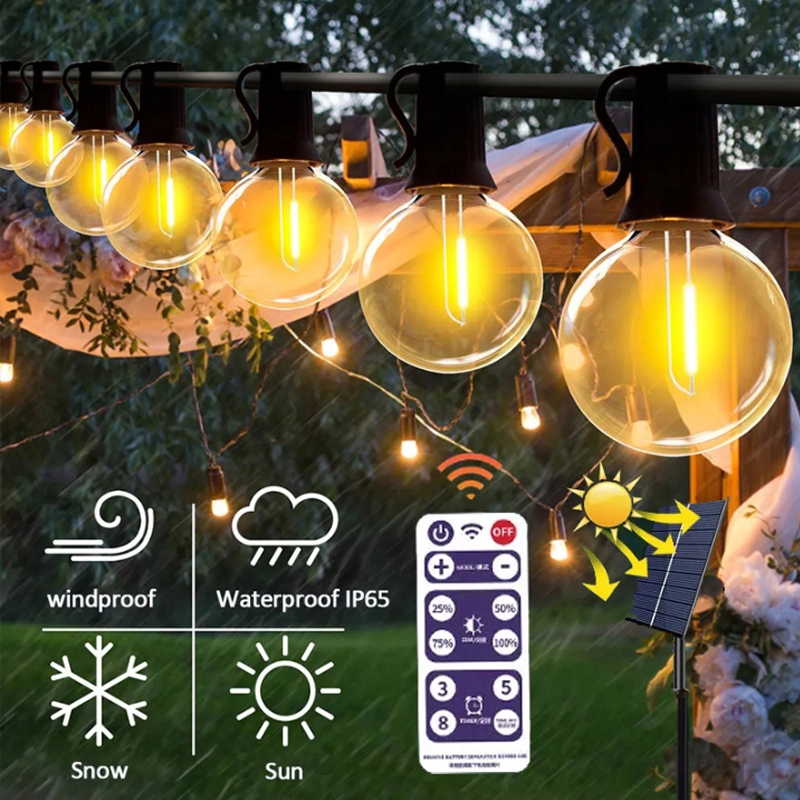 GIRLANDA SOLARNA OGRODOWA LAMPKI ŁAŃCUCH 10,3 METRÓW 30+2 LED Z PILOTA Długość 1030 cm