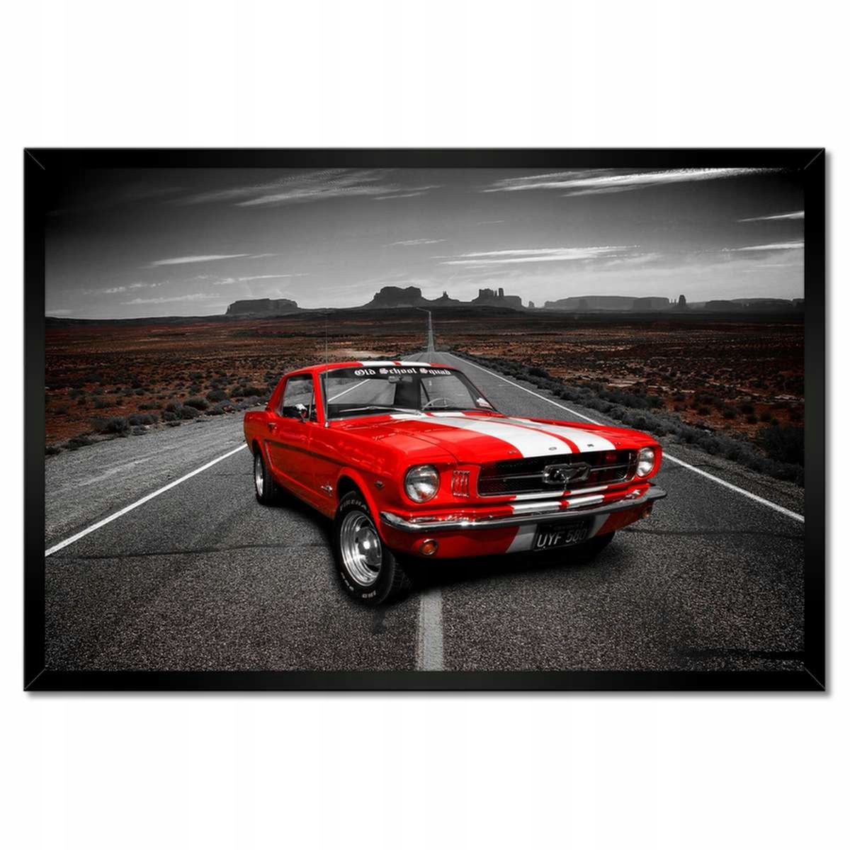 Plakáty v rámu 60x40 Červený Ford Mustang
