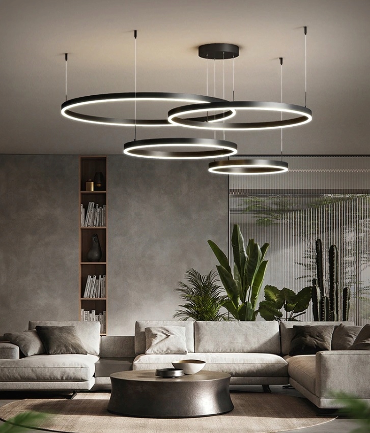 

Lampa Wisząca Ring Czarna 100/80/60/40 Antresola