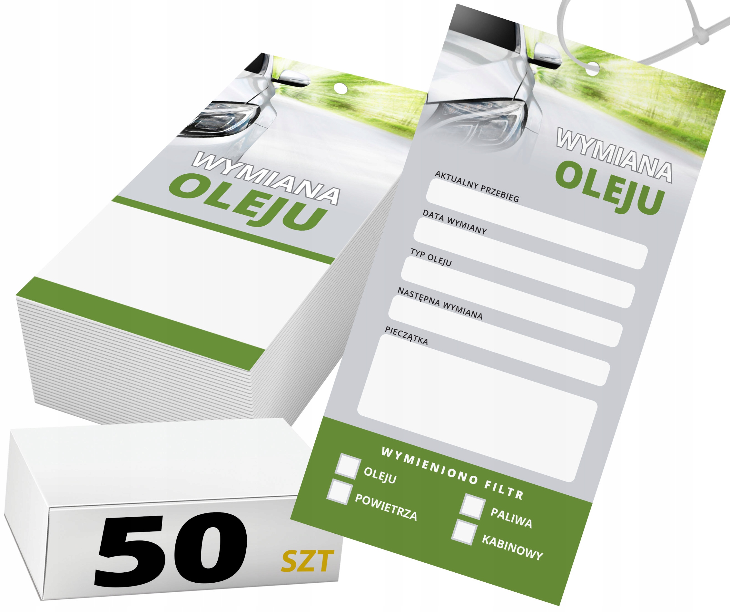 

50x Zawieszki Serwisowe kartka wymiana oleju 50x