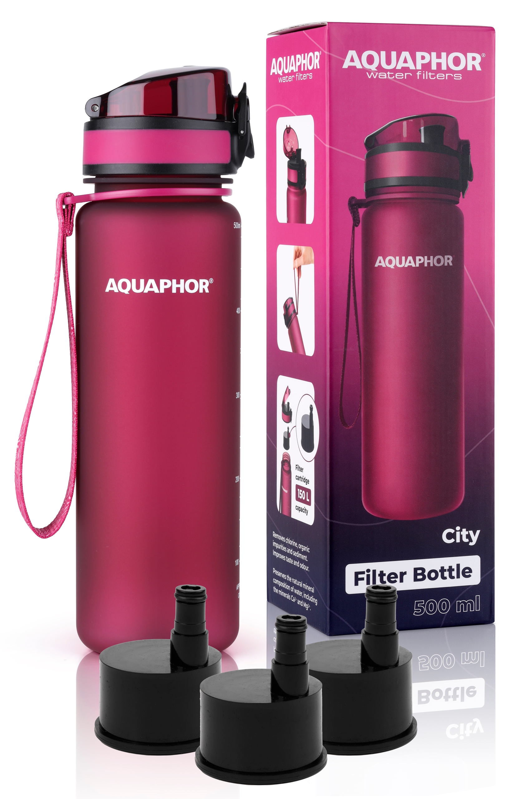 

Butelka filtrująca Aquaphor 3 filtry bordowa