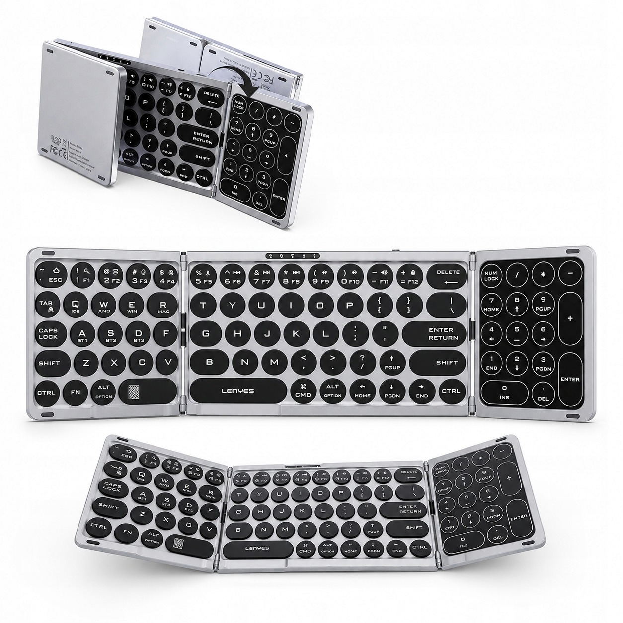 Skládací klávesnice Lenyes WK110 Bluetooth Touchpad Numpad 82 kláves