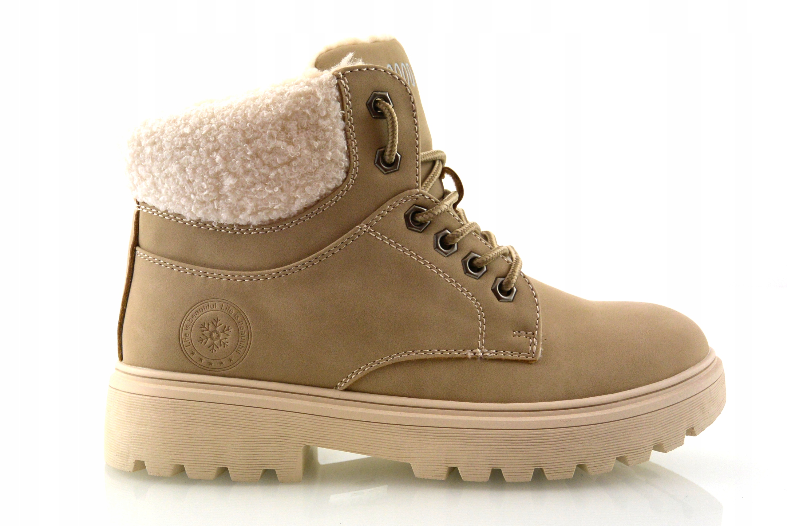 Béžové Zateplené Dámské Kotníkové Boty Timberki Zimní Trapery Goodin 38