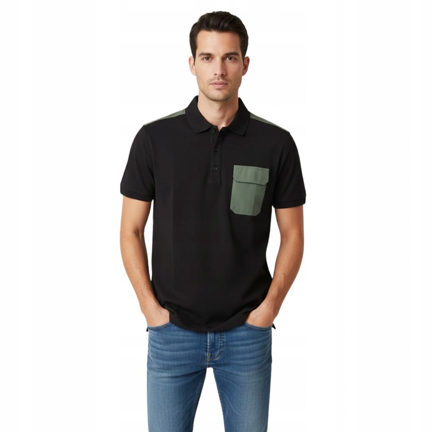 Pánská polokošile Diesel černá polokošile s sportovním límečkem vel. S