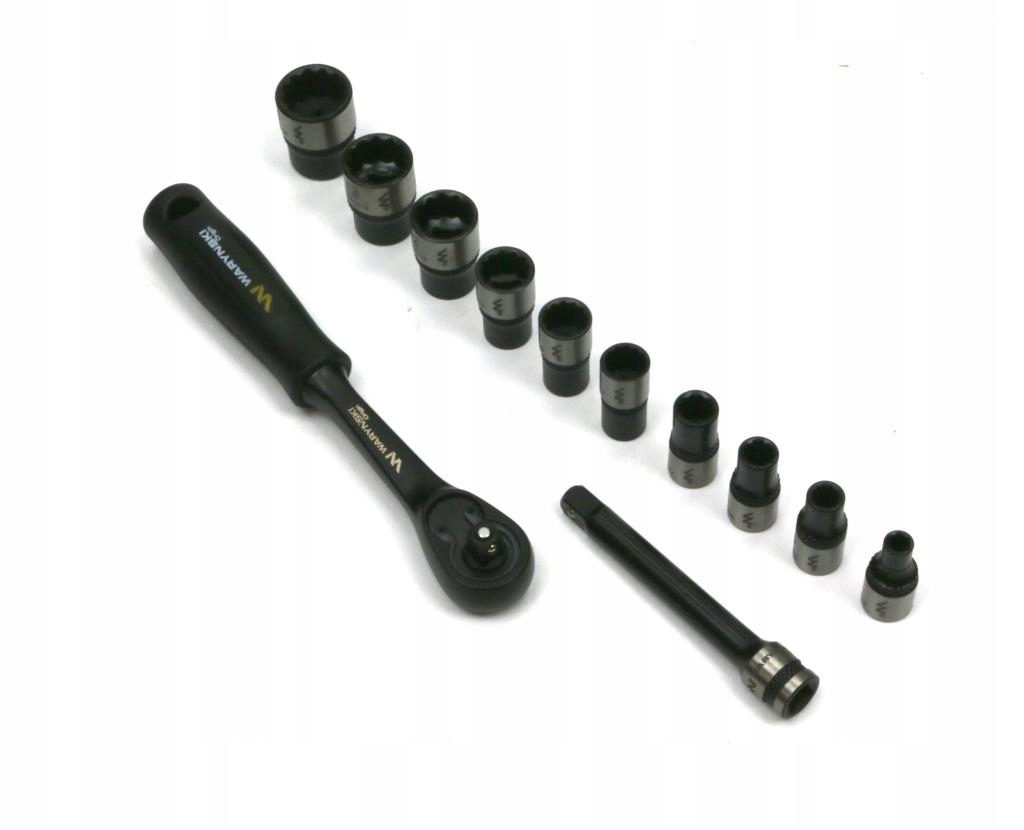 Zestaw 12 el. nasadki 1/4 przedłużka 7.5 cm grzechotka 4 5.5 6 7 8 9 10 1