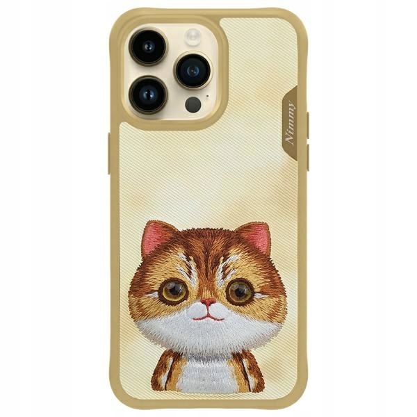 Etui Do Iphone 15 Pro 6.1" Nimmy Big Eyed Pet 2.0 Cat Khaki Case Plecki