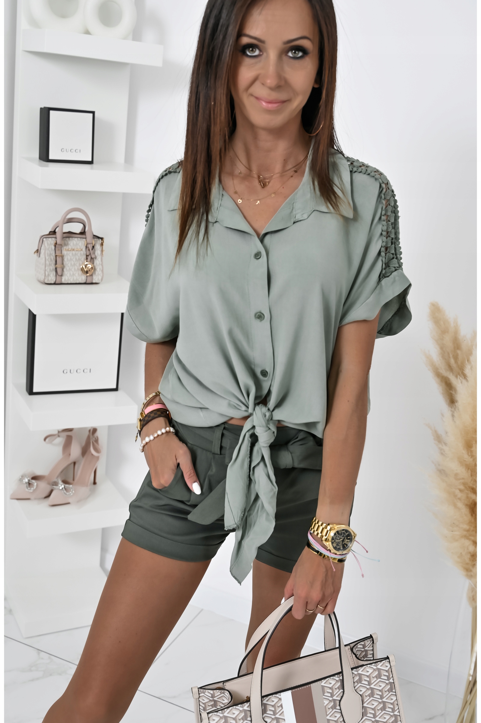 LETNIA WIĄZANA KOSZULA Z KORONKĄ AVILLE! WZ.4 Marka ItaliaModa