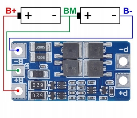 Ładowarka BMS Li-Ion 18650 2S 10A 7,4V 8,4V Kod producenta BMS 2S 10A balanser Li-Ion 18650