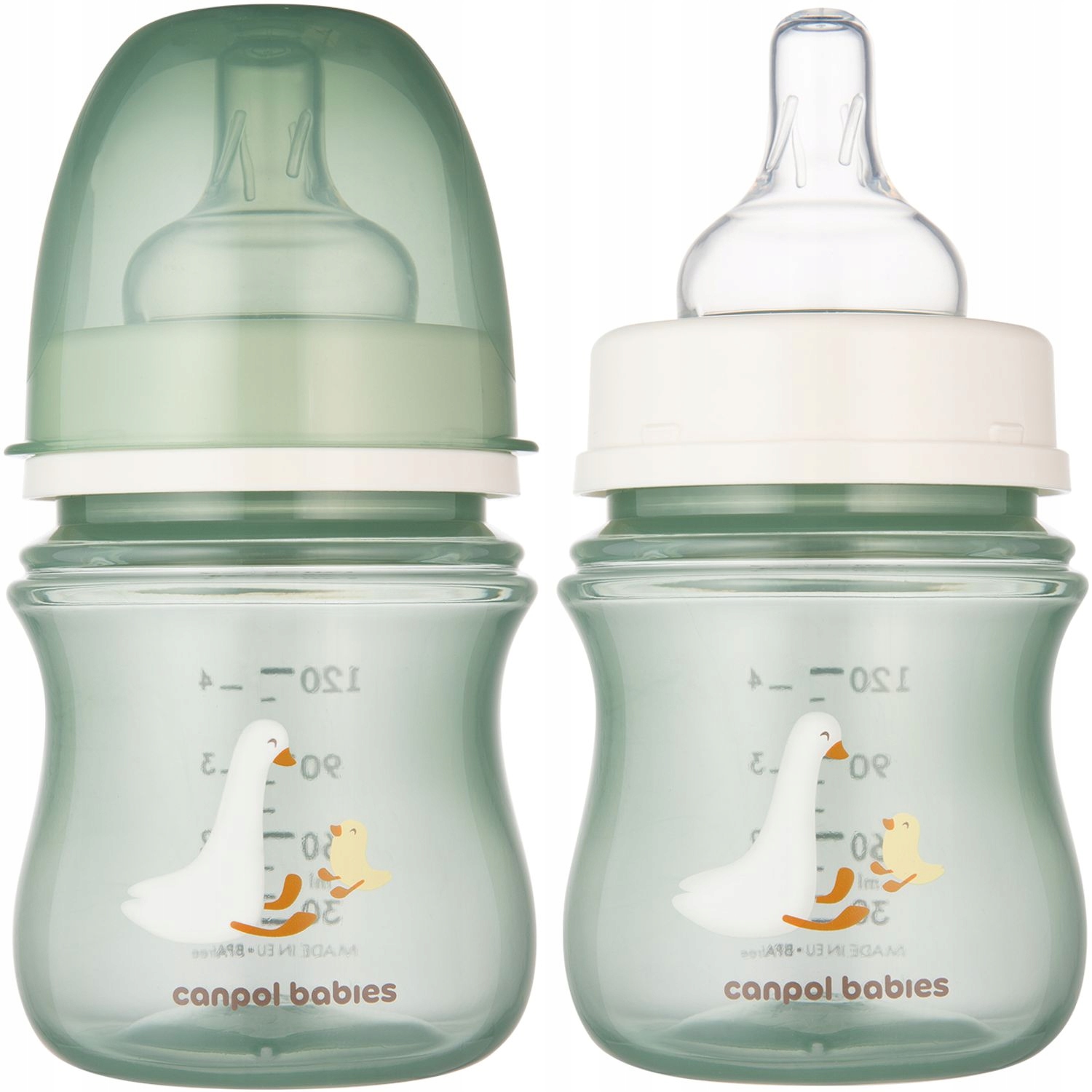 BUTELKA ANTYKOLKOWA CANPOL BABIES EASYSTART 120ml GOOSE + SMOCZEK 0m+