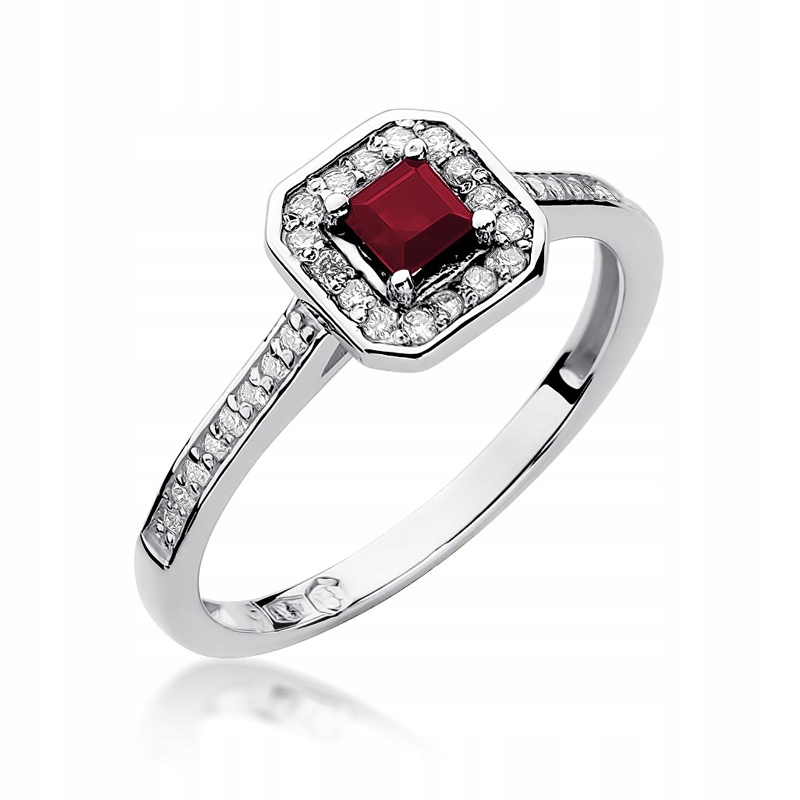 

Pierścionek Rubin Brylanty Białe Złoto 585 Grawer