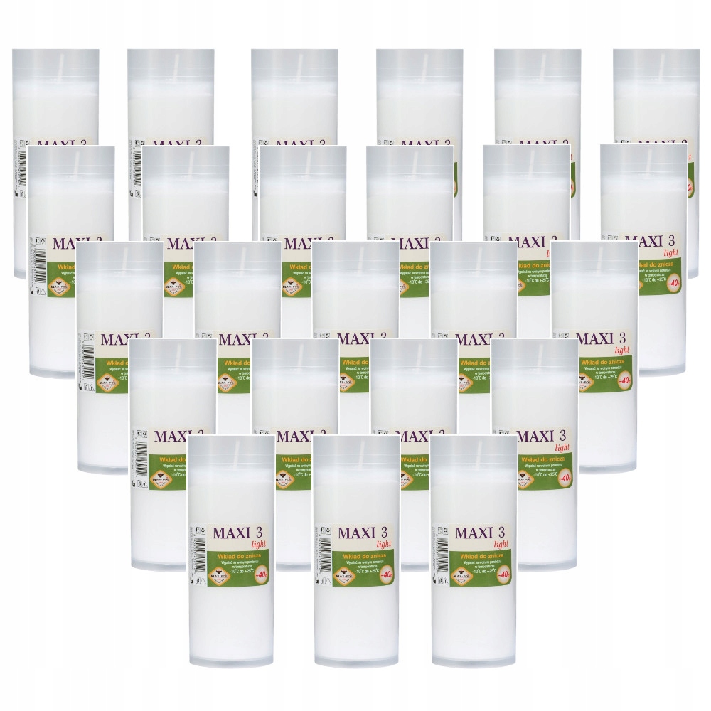 WKŁADY DO ZNICZY PARAFINOWE MAXI LIGHT 3 40H 24SZT