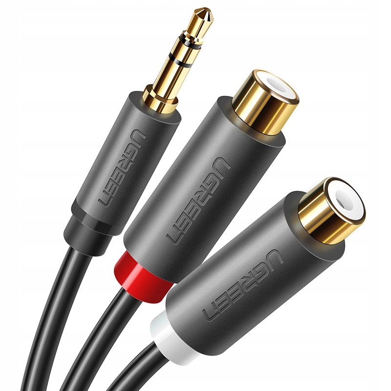 Kabel przewód przejściówka audio jack 3.5mm męski 2x Rca żeński 0.25m sza