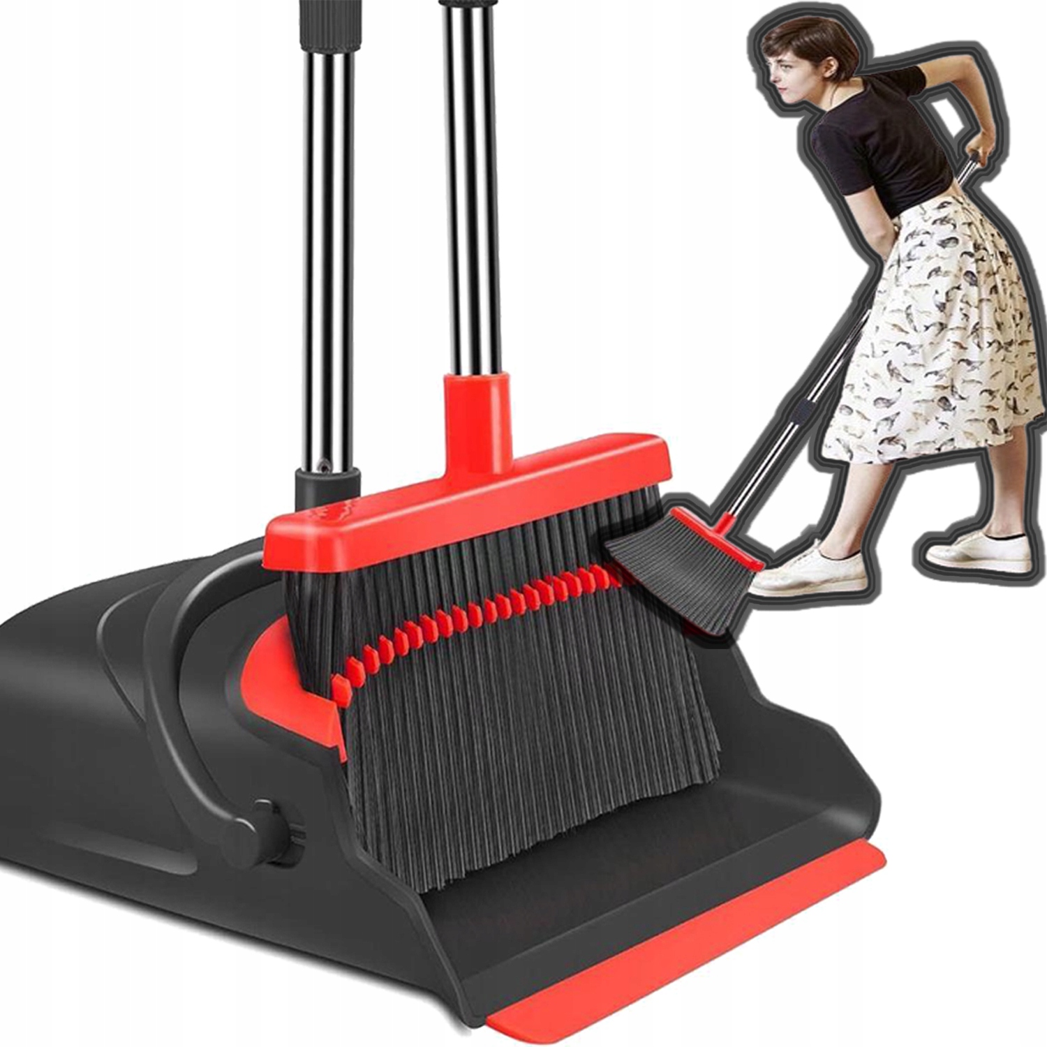 Levně Sada metly a lopatky Na Stěnu Skládací Regulovatelná Zametání