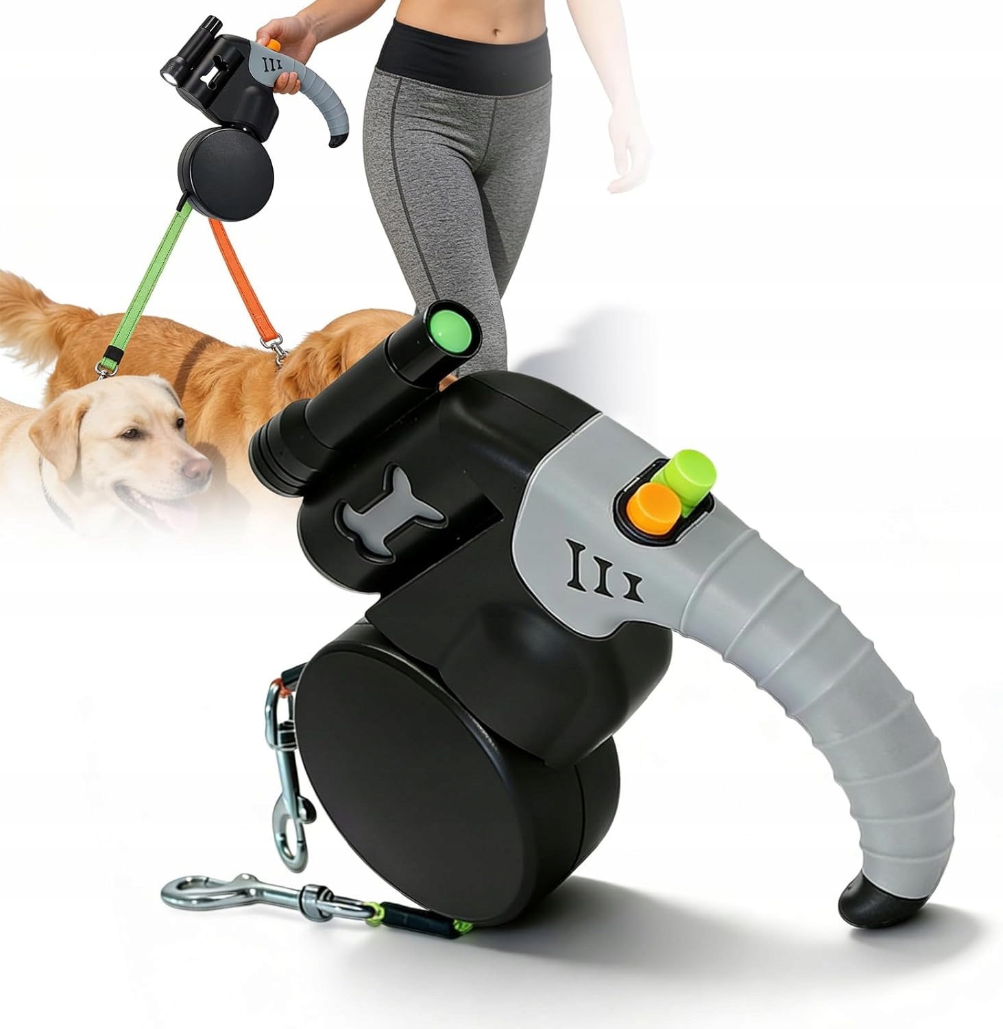 Smycz Automatyczna Podwójna 3M 360° Latarka