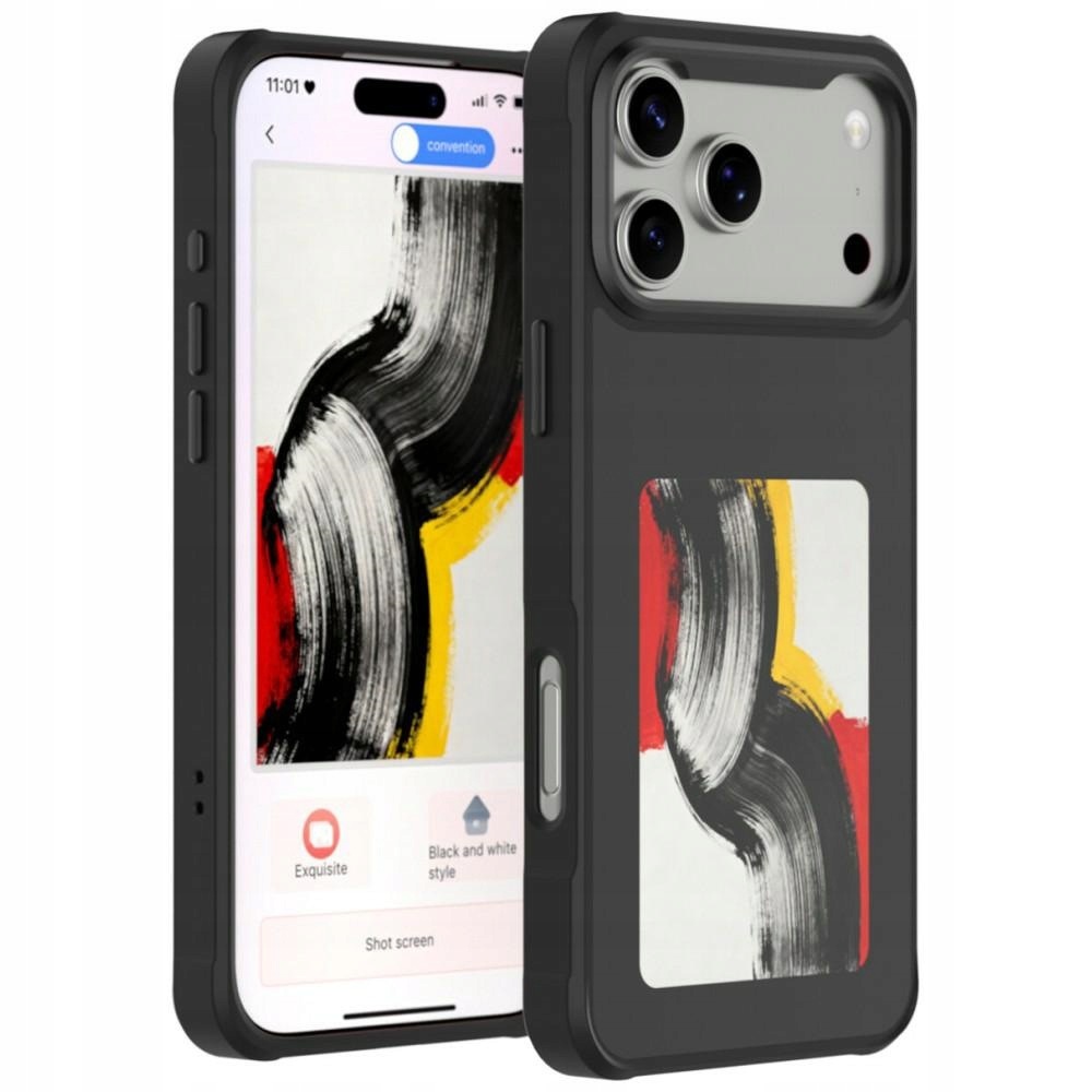 Etui E-Ink 4smarts z wyświetlaczem Nfc Qi2 do iPhone 17 Pro Max czarny