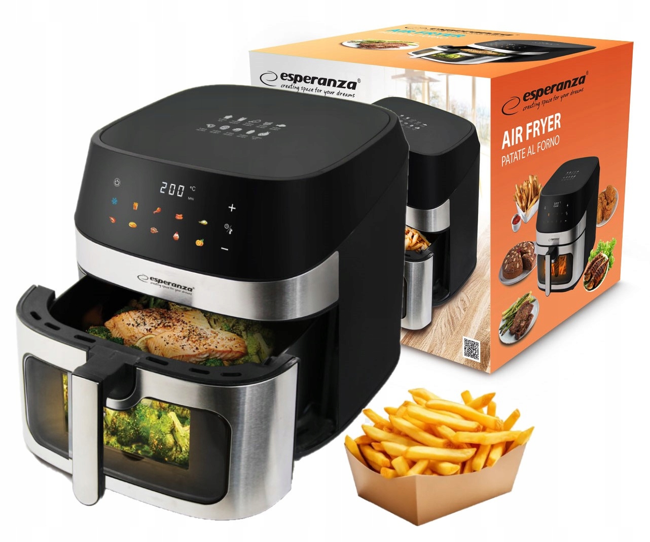 Air Fryer Fritéza Beztuková Fritéza na kuřecí hranolky 8L 1600W
