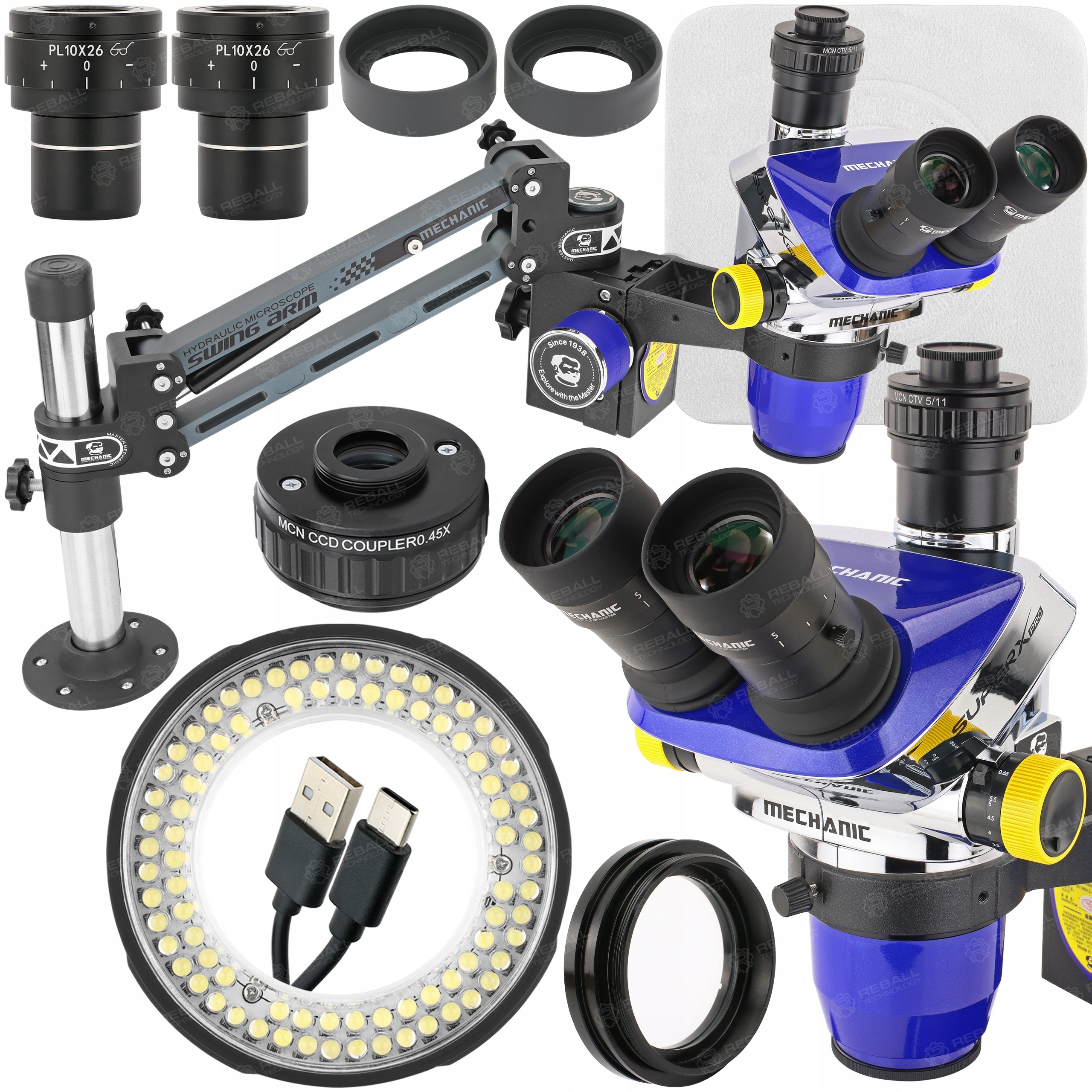 Stereoskopický Mikroskop Mechanic X Pro 6.5-55x LS5 Ramie DVS-1