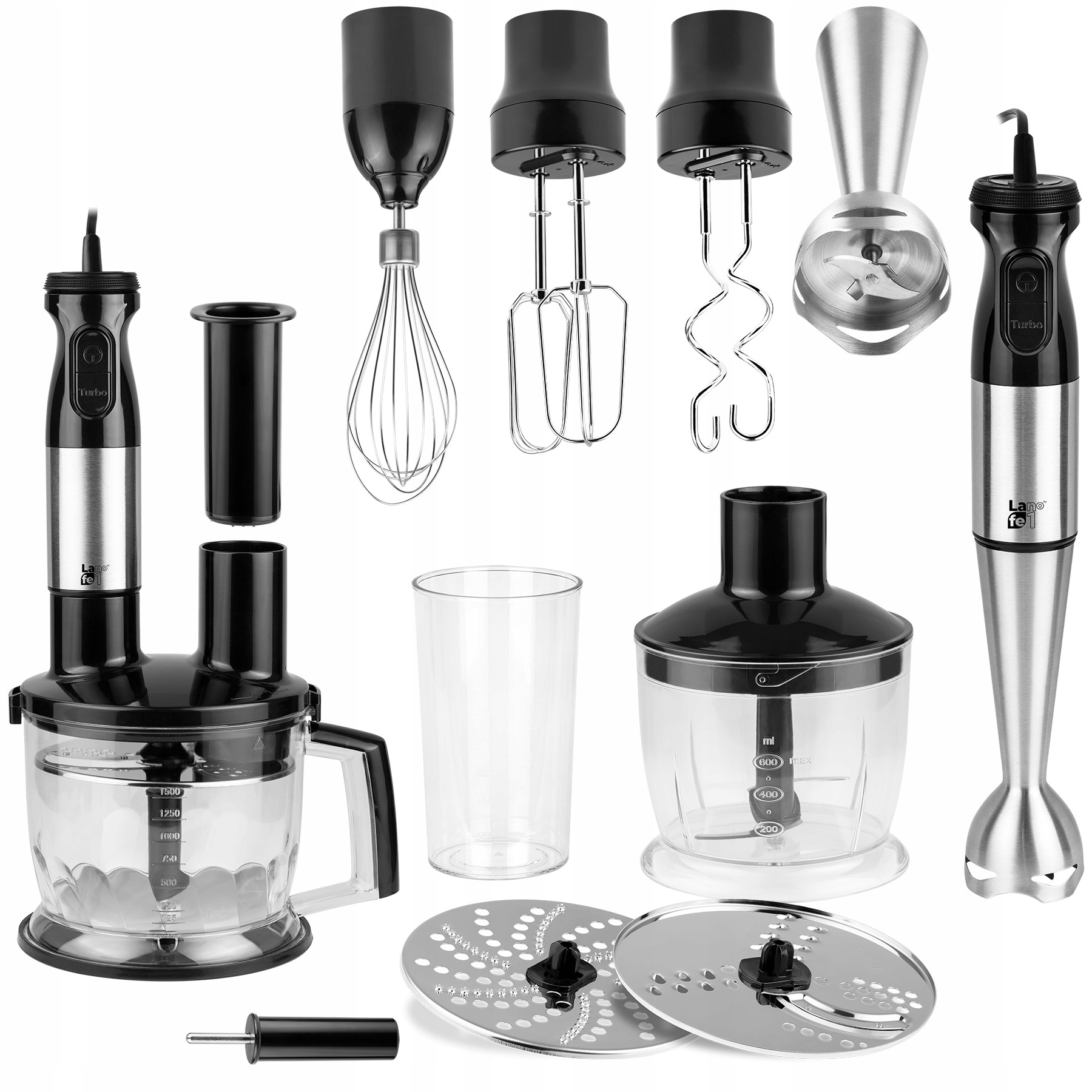 Blender Ręczny Wielofunkcyjny Mikser 2 Tarcze Malakser Turbo Moc 1000W Lafe