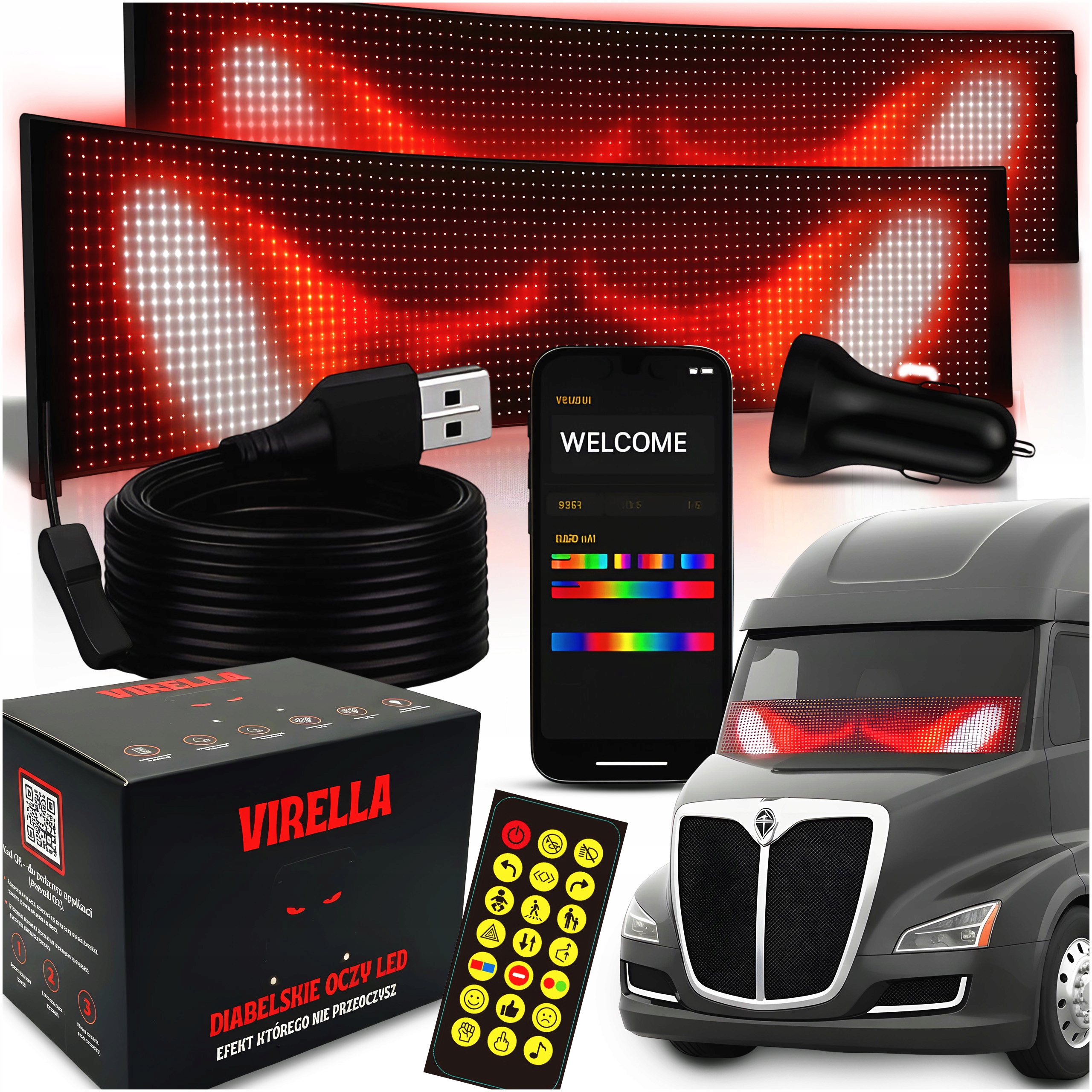 2X Automobilová Lampa Led Pásek 17X7 CM Ďábelské Oči Led Oči Kamionu