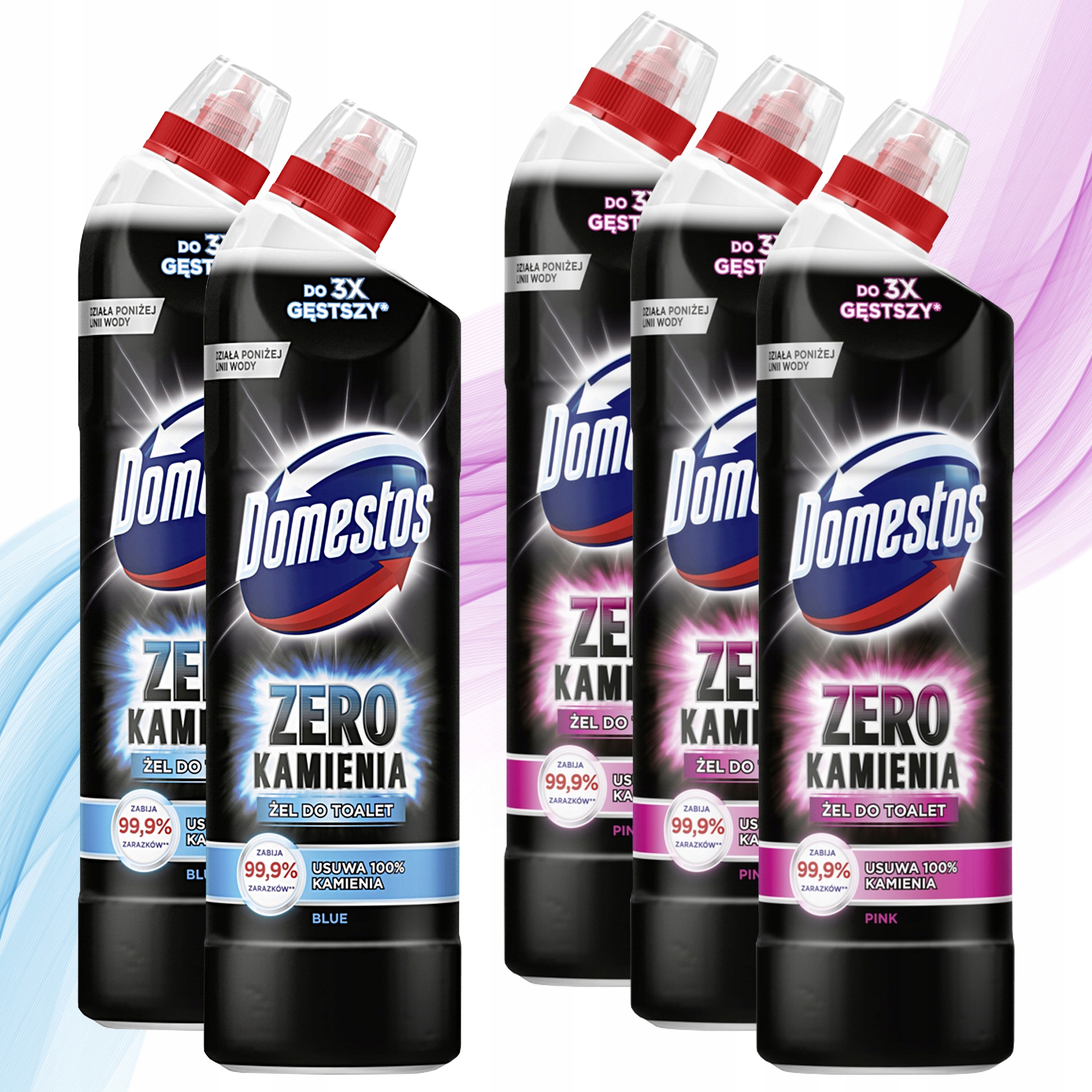 Levně Gel na čištění Wc toalet Domestos Zero Kámen 5x 750ml Mix Pink Ocean