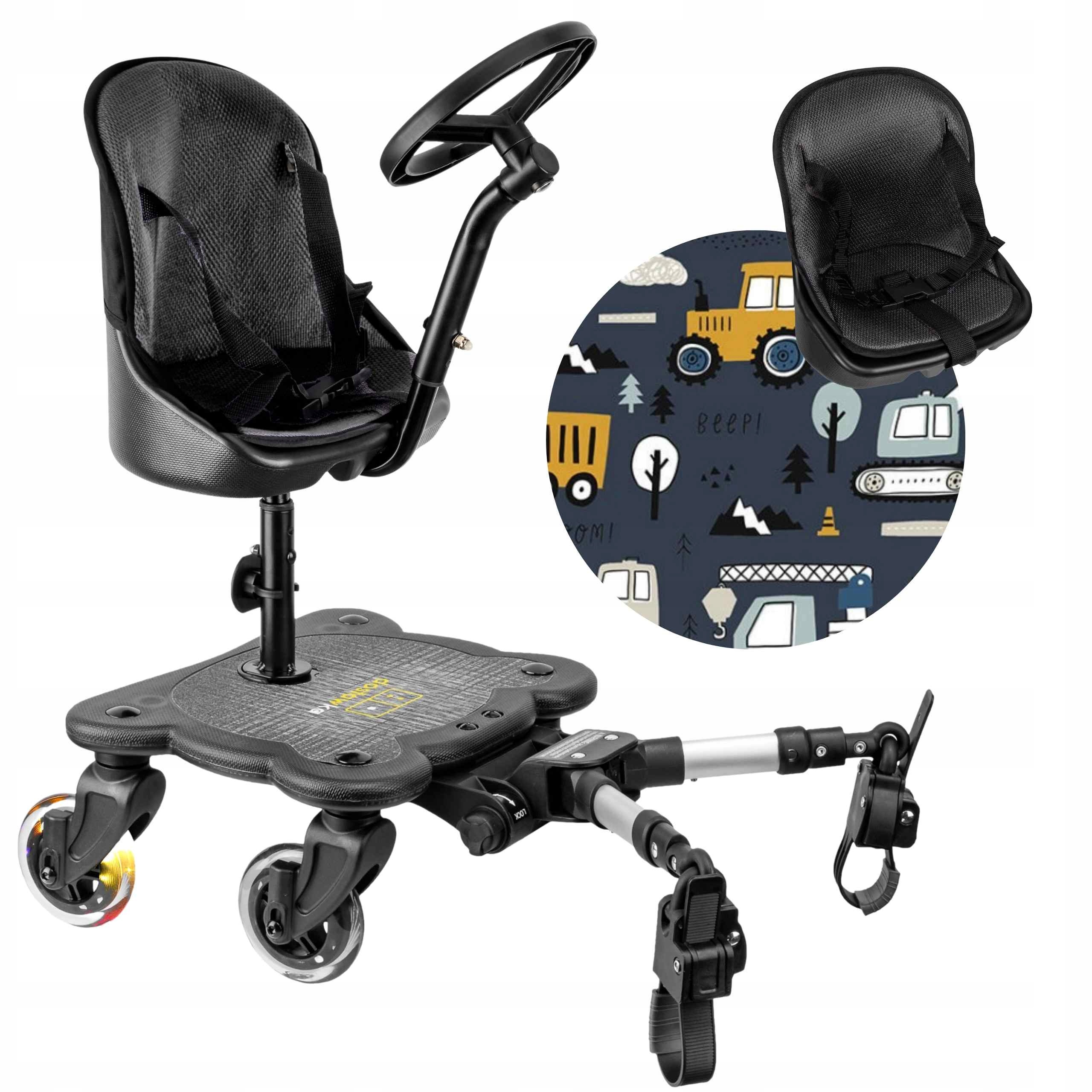 DOSTAWKA COZY4 RIDER Z KIEROWNICĄ + PODUSZECZKA KOPARKI