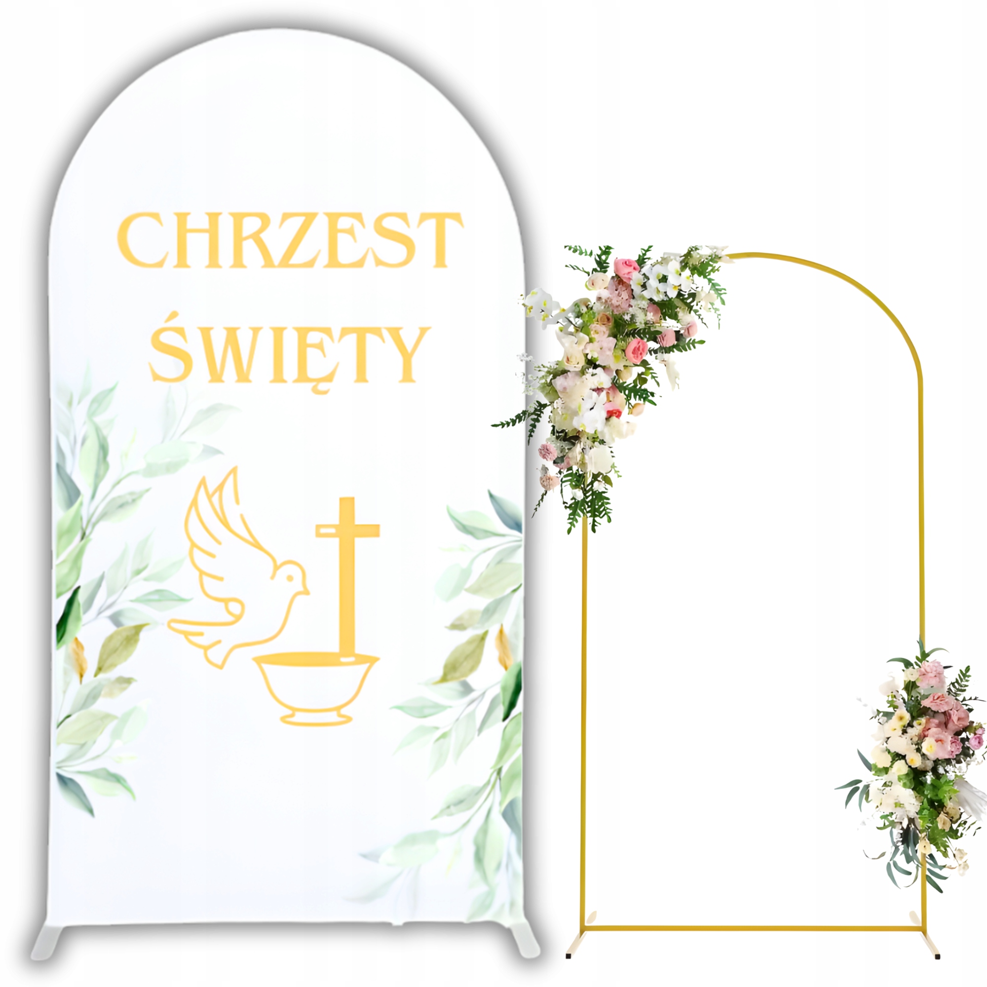 Sada Stojan Na Balónky Rám 2 M Zlatý Obal Bílý Křest Svatý