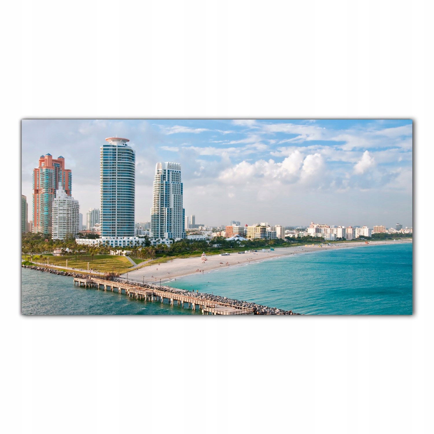 Pláž Moře Miami 100x50 Skleněný panel do kuchyně