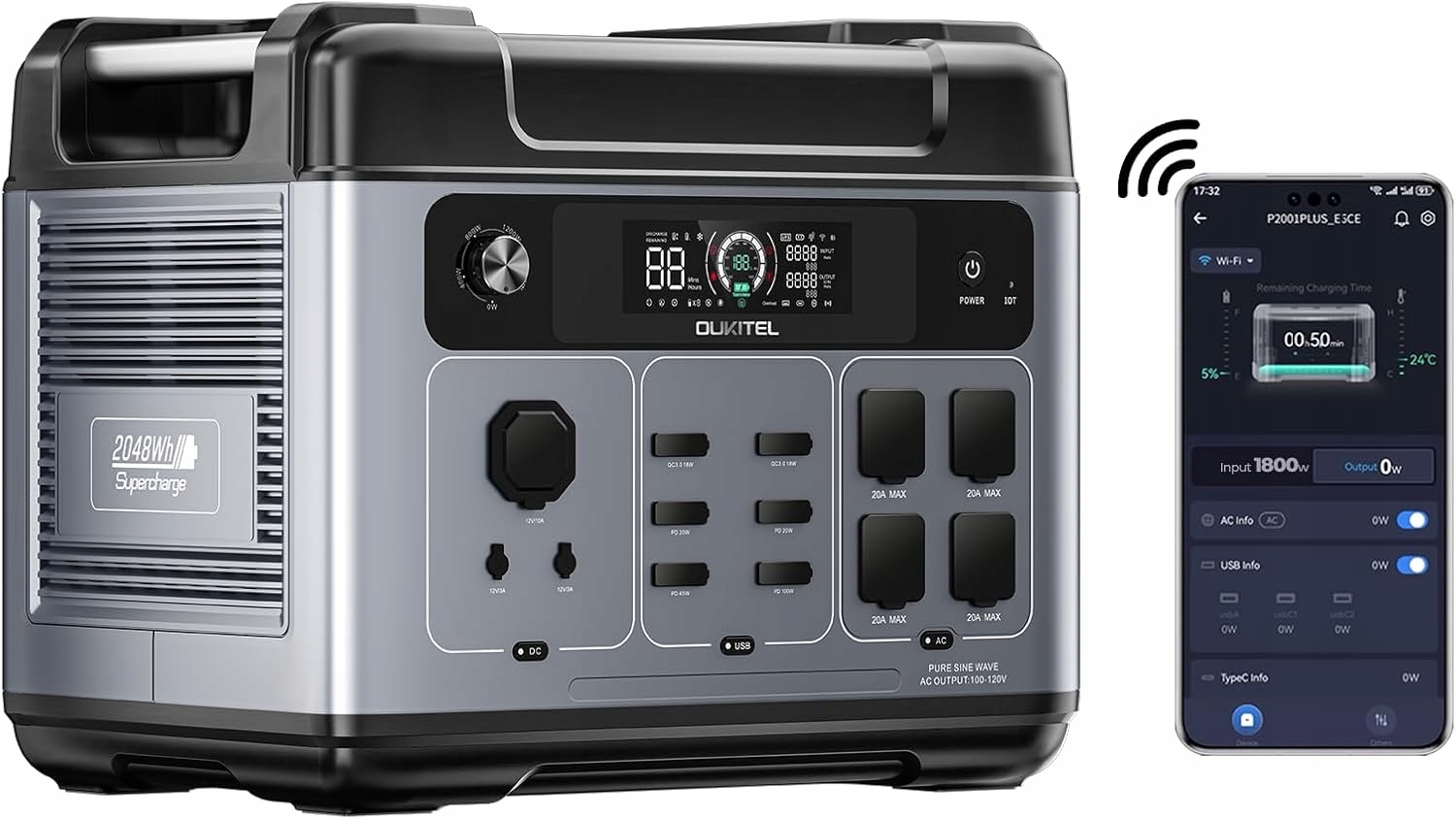 Zasilacz awaryjny Oukitel P2001 Plus 2400 W 2048 Wh LiFePO4