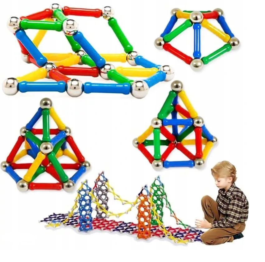 KLOCKI EDUKACYJNE MAGNETYCZNE KONSTRUKCYJNE MAGNETIC 200 SZTUK witka