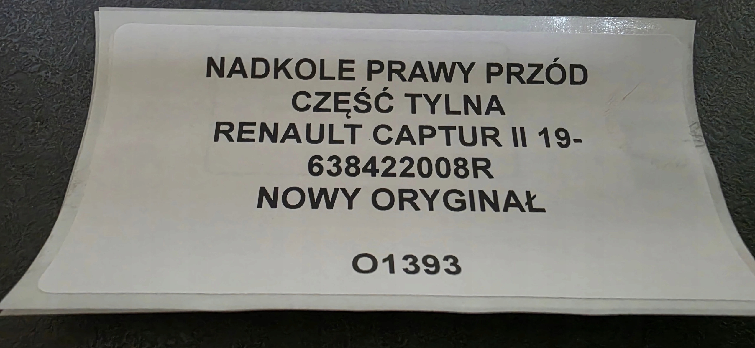 mudguard right front part rear RENAULT CAPTUR II 19- new 638422008R