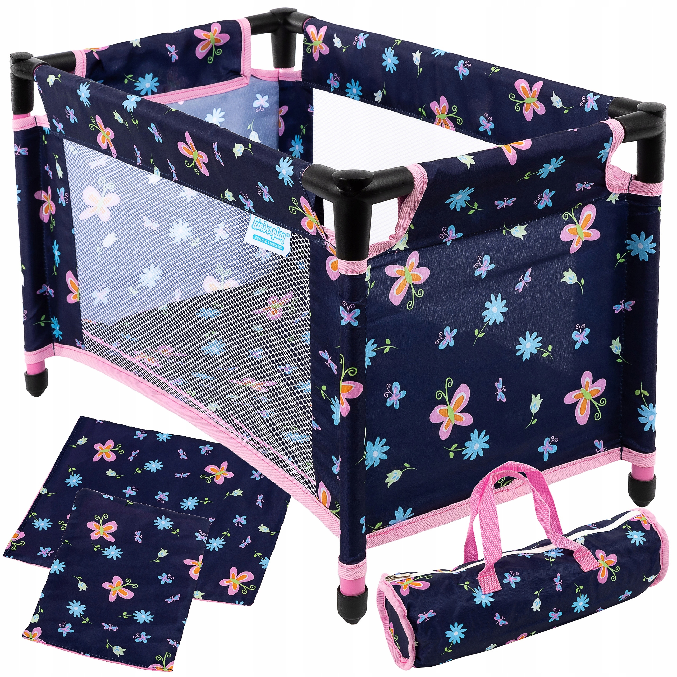 KINDERPLAY ŁÓŻECZKO DLA LALEK TURYSTYCZNE KOJEC AKCESORIA TORBA POŚCIEL