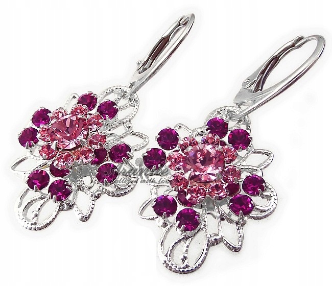 Krystaly Náušnice Rose Venue Stříbro