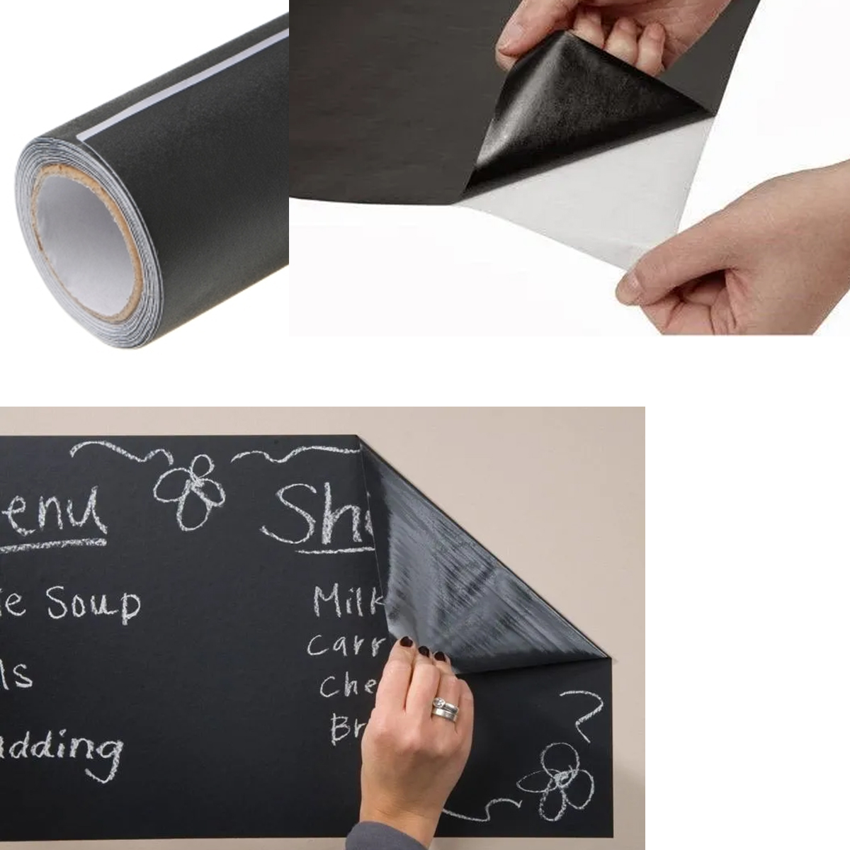 TABLICA KREDOWA SAMOPRZYLEPNA DO CIĘCIA DUŻA NA ŚCIANĘ + KREDA 60x150 CM Materiał papier